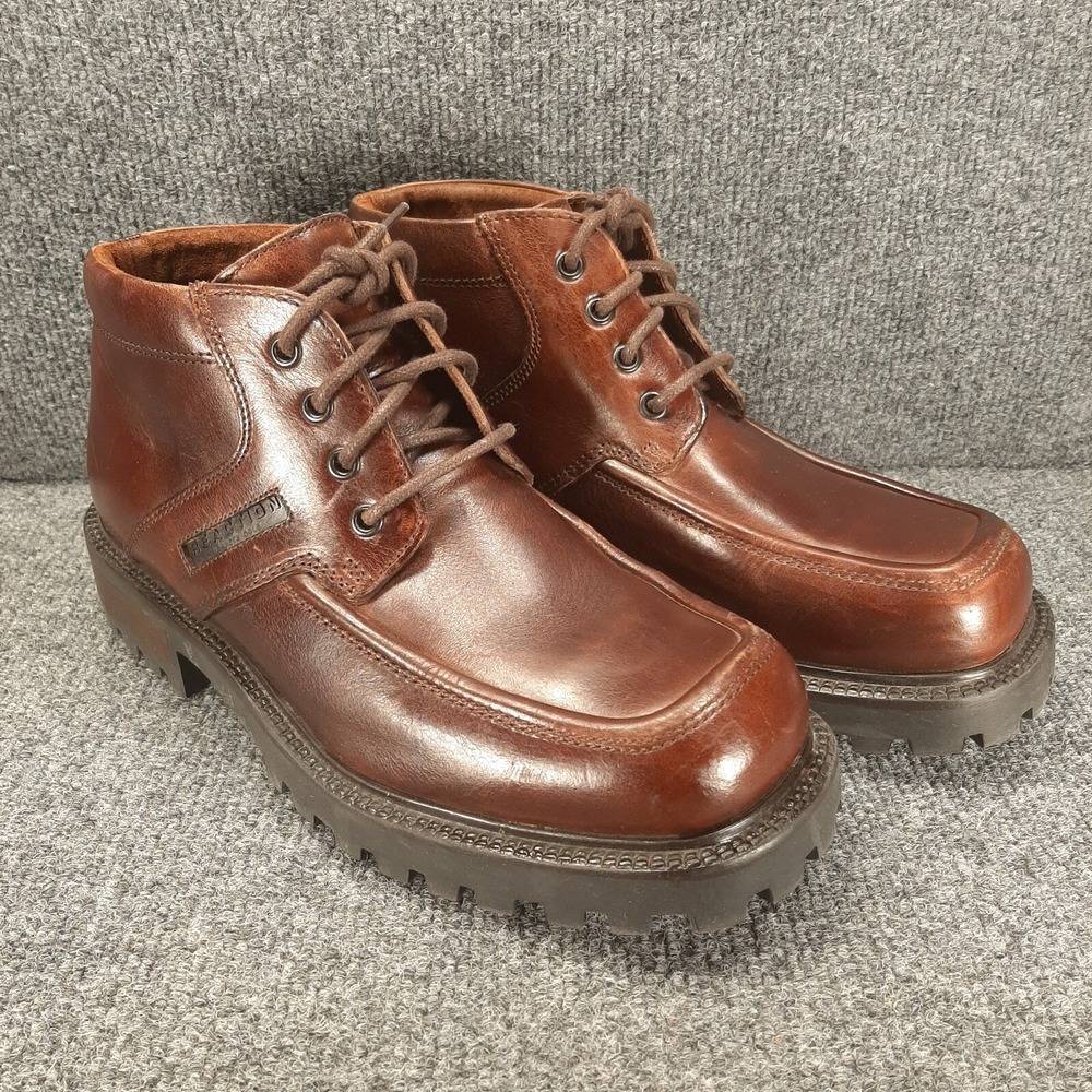 KENNETH COLE Reaction Lug Sole Leather Casual Boot 7.5 Vintage Chukka Y2K Look - Picture 2 of 16